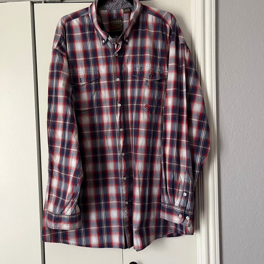 Roper Western Plaid Shirt Long Sleeve Button Up Casual Cowboy 3XL